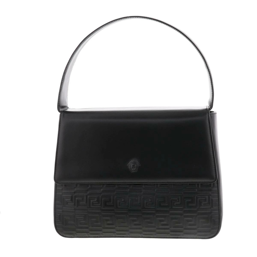 VERSACE Leather Handbag Black Shoulder Bag